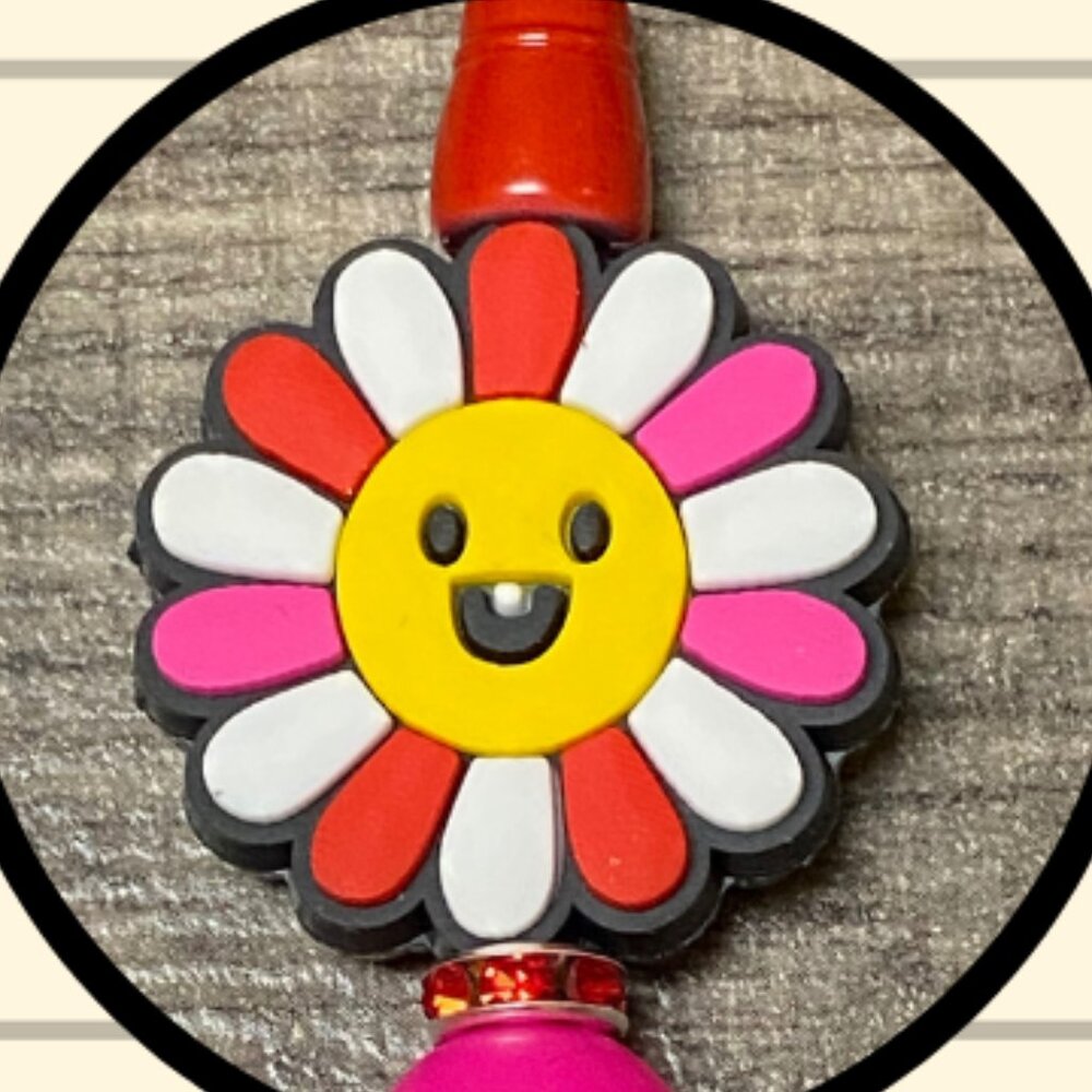 Handmade Custom Beaded Fun Flower Pen